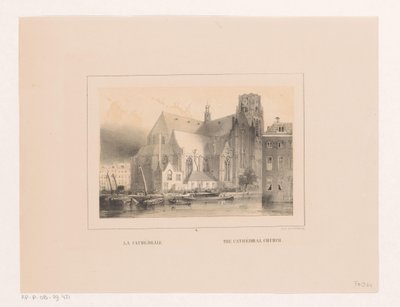 Veduta della Grote o Chiesa di San Lorenzo a Rotterdam Vues et monuments de la ville de Rotterdam (serie) da Charles Rochussen