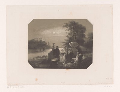 Uomini e donne in un paesaggio al chiaro di luna da Charles Rochussen
