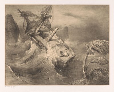 Nave in difficoltà durante una tempesta da Charles Rochussen