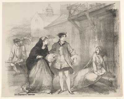 Scena dalla commedia La cartomante da Charles Rochussen