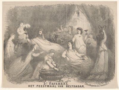 Scena dal dramma Il banchetto di Baldassarre da Charles Rochussen