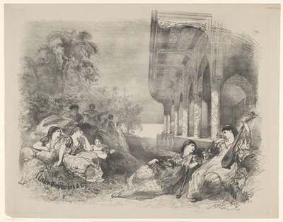 Scena da una commedia con donne orientali da Charles Rochussen