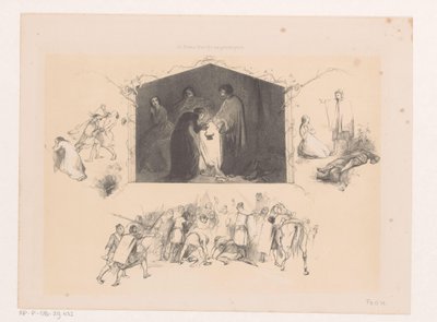 Donna con lanterna guarda in una borsa da Charles Rochussen