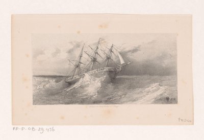 Nave a vela in tempesta sul mare da Charles Rochussen
