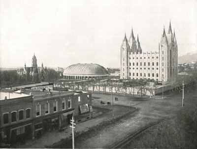 La Sala delle Assemblee, il Tabernacolo e il Tempio Mormone, Salt Lake City, USA, 1895 da Charles Roscoe Savage