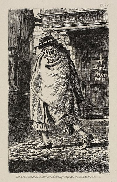 Una Figura Incappucciata che Passa per la Strada (al Tempo della Peste a Londra) da Charles Samuel Keene