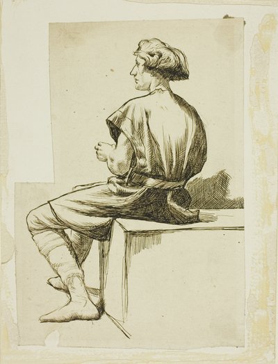 Uomo seduto in tunica da Charles Samuel Keene