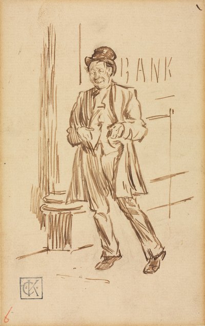 Studio di un uomo ubriaco che passa una banca da Charles Samuel Keene