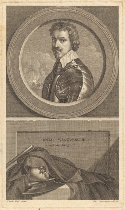 Thomas Wentworth, Conte di Strafford da Charles Simonneau after Adriaen van der Werff after Sir Anthony van Dyck