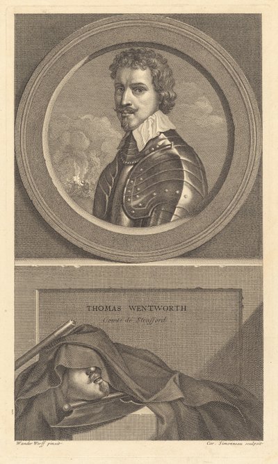 Thomas Wentworth, conte di Strafford da Charles Simonneau after Adriaen van der Werff after Sir Anthony van Dyck
