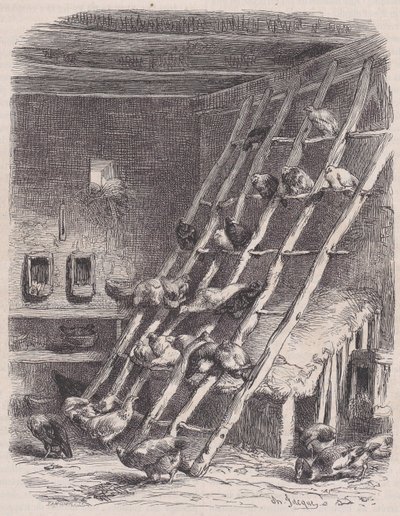 Visita a una fattoria - Il pollaio, da Le Magasin Pittoresque, ca. 1852 da Charles Tamisier