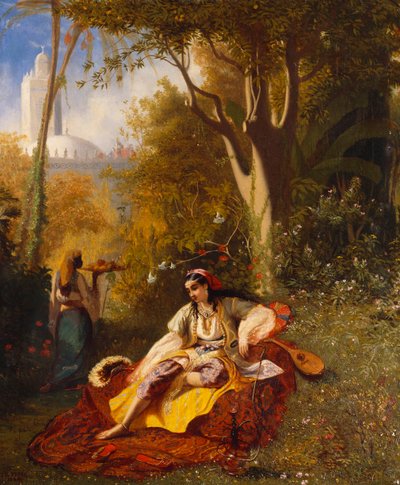 Una donna algerina e la sua serva in un giardino, 1844 da Charles Theodore Frere
