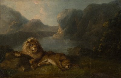 Leoni in un paesaggio lacustre da Charles Towne
