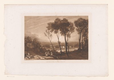 Paesaggio con tre pastori e ponte con otto archi da Charles Turner