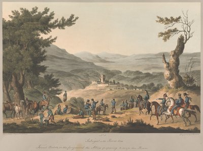 N. 5  Sabugal sul fiume Coa: in primo piano le postazioni francesi; gli Alleati si preparano ad attraversare il fiume. da Charles Turner