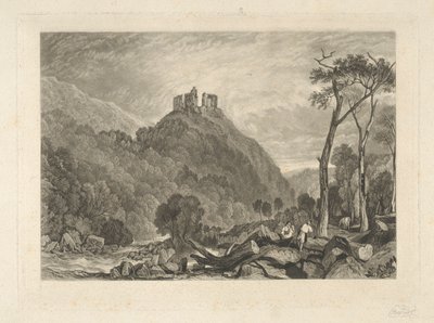 Castello di Okehampton, sul fiume Okehampton da Charles Turner