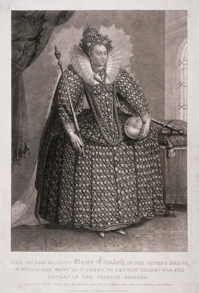 La regina Elisabetta I con scettro e globo da Charles Turner