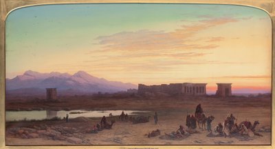 Accampamento beduino davanti al Tempio di Hathor a Dendera, Egitto, 1867 da Charles Vacher