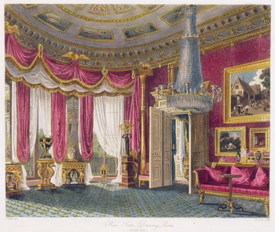 Salotto di Raso Rosa (seconda vista) Carlton House, inciso da R. Reeve da 