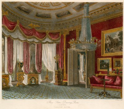 Sala da disegno in raso rosa, Carlton House, Londra da Charles Wild