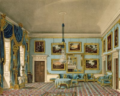 La Stanza di Velluto Blu a Buckingham House, inciso da Daniel Havell da Charles Wild
