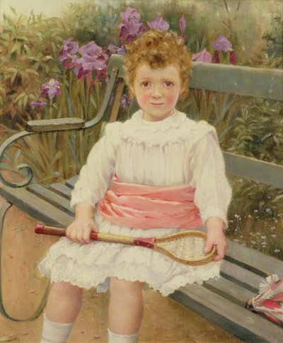 Ragazza con una racchetta da badminton da Charles William Bartlett