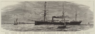 HMS Thrush, la nuova cannoniera prossima alla commissione del tenente HRH Principe Giorgio del Galles da Charles William Wyllie