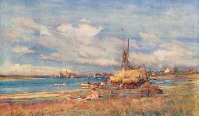 West Mersea, Isola di Mersea, Essex (litografia a colori) da Charles William Wyllie