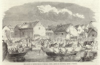 Lo sbarco delle truppe britanniche a Pehtang da Charles Wirgman