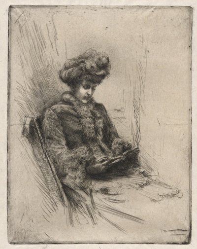 Giovane donna seduta, che legge da Charles Yardley Turner