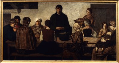 Benedicite, famiglia che prega a tavola da Charles de  Groux