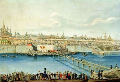 Posa del ponte Moskvoretsky a Mosca, 1830 da Charles de Hampeln