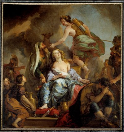 Il sacrificio di Ifigenia. Re Agamennone sacrifica sua figlia per placare l