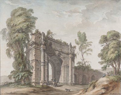 Progetto per un arco trionfale per i giardini del Castello di Enghien, Belgio, 1782 da Charles de Wailly