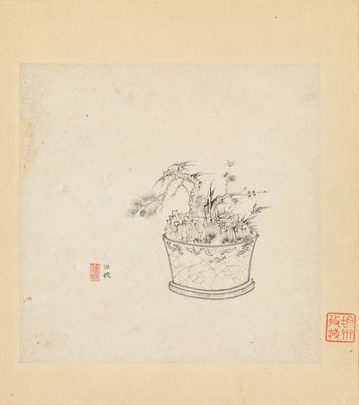 Studi vari, una foglia datata 1619 da Chen Hongshou