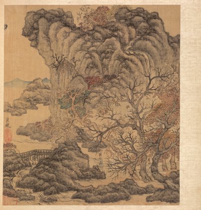 Dipinti dopo antichi maestri: Viaggiatori in un paesaggio autunnale, 1598-1652 da Chen Hongshou