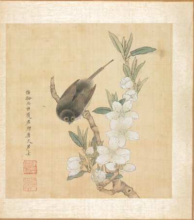 Dipinti dopo antichi maestri: Un uccello e un ramo di fiori di pesco da Chen Hongshou