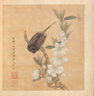 Dipinti dopo Maestri Antichi: Un Uccello e un Ramo di Fiori di Pesco da Chen Hongshou