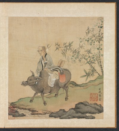 Dipinti dopo antichi maestri: Laozi a cavallo di un bue da Chen Hongshou