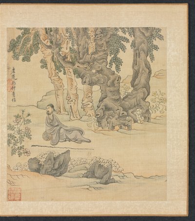 Dipinti dopo i maestri antichi: Ritratto di Zhongqing in un paesaggio, 1598-1652 da Chen Hongshou