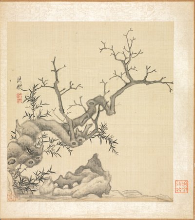 Dipinti dopo antichi maestri: Roccia, vecchio albero e bambù da Chen Hongshou