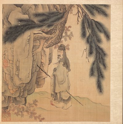 Dipinti dopo antichi maestri: Studioso con bastone e pennello da Chen Hongshou