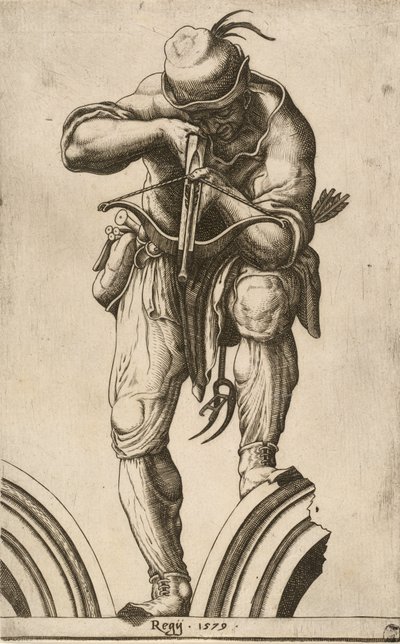 Un arciere che tira con la balestra, 1579 da Cherubino Alberti