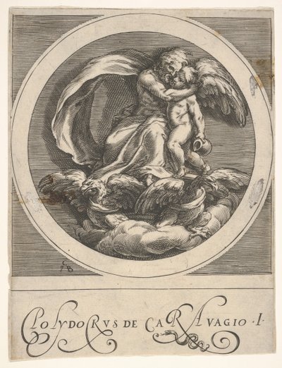 Giove, seduto sopra due aquile e abbracciando Cupido da Cherubino Alberti