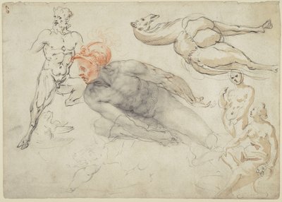Studi di nudi maschili e femminili, un satiro e un cammello (recto); Statua di Marco Aurelio (verso) da Cherubino Alberti