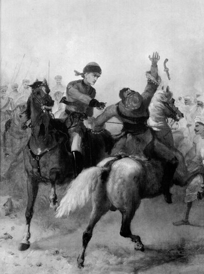 Il tenente John Watson del 1° Punjab Cavalry che vince la Victoria Cross a Lucknow durante la rivolta indiana il 14 novembre 1857 da Chevalier Louis William Desanges