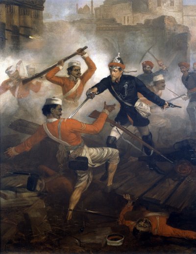 Tenente William Alexander Kerr (1832-1919) che guadagna la Victoria Cross durante la Rivolta Indiana, luglio 1857, c.1860 da Chevalier Louis William Desanges