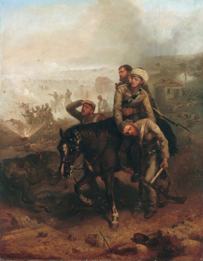 Il tenente William George Cubitt (1835-1903) che guadagna la Victoria Cross a Lucknow durante la rivolta indiana il 30 giugno 1857, c.1860 da Chevalier Louis William Desanges