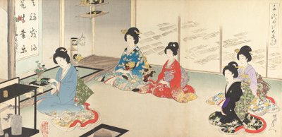 Palazzo interno di Chiyoda: No.20 Composizione floreale a turno..., agosto 1895 da Chikanobu Yoshu