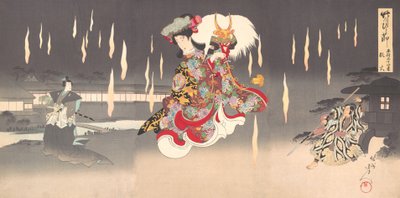 Scena di Foxfire Kitsunebi dal dramma Honcho nijushiko, 1898 da Chikanobu Yoshu